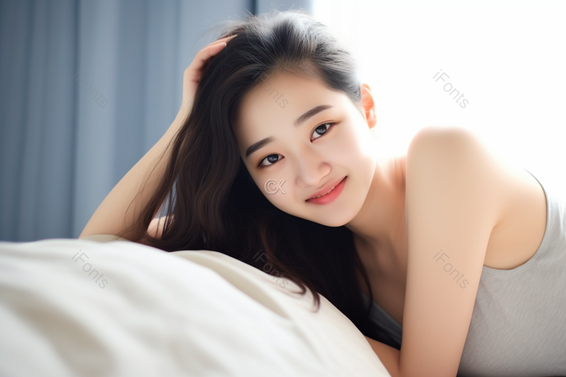 可爱女孩在床上休息,高清,摄影图,摄影图片,图片大全,摄影图免费下载